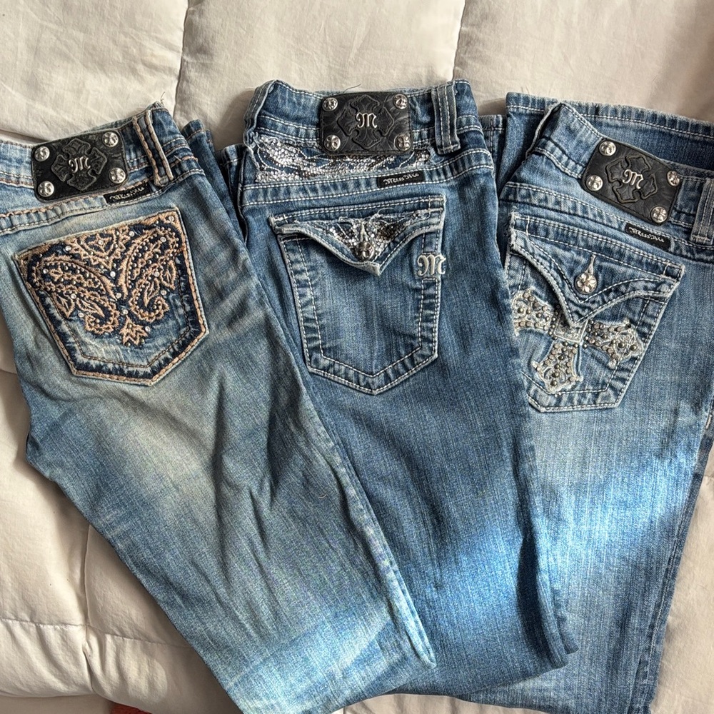 Miss Me Light Blue Embellished Women’s Boot Cut Jeans Trio